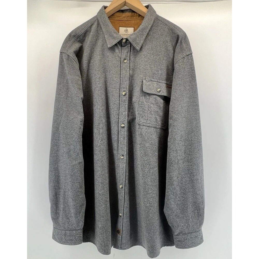 Legendary Whitetails Buck Camp Flannel Shirt Mens 3XT Big Tall Heather Grey Cord